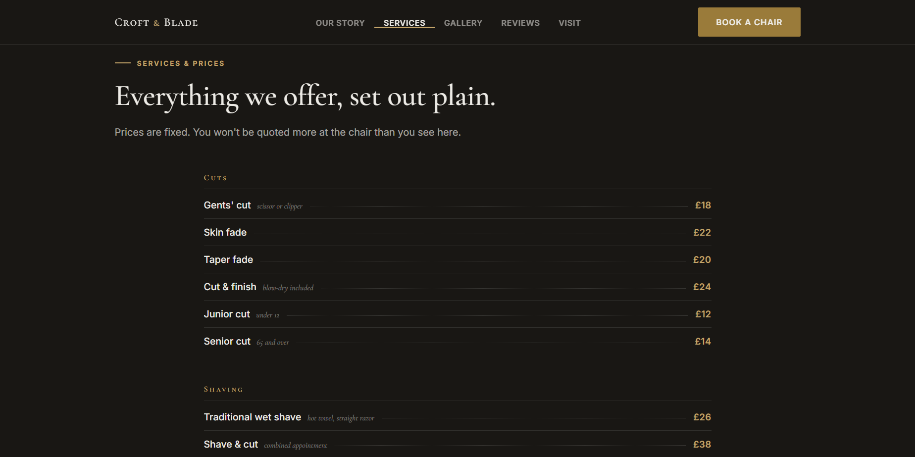 Croft & Blade our story page